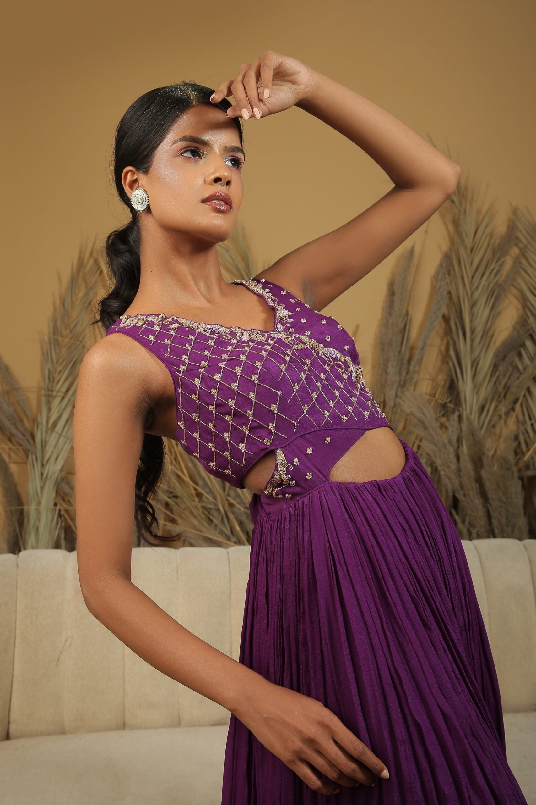 Purple Embroidered Anarkali Set image 1