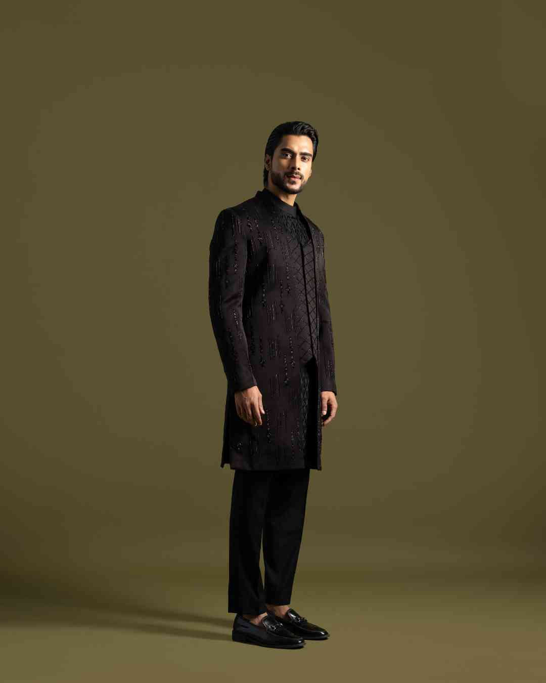 Black Achkan Set image 3
