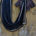 Black Ruffle Sari with Black Embroidered Blouse image 0