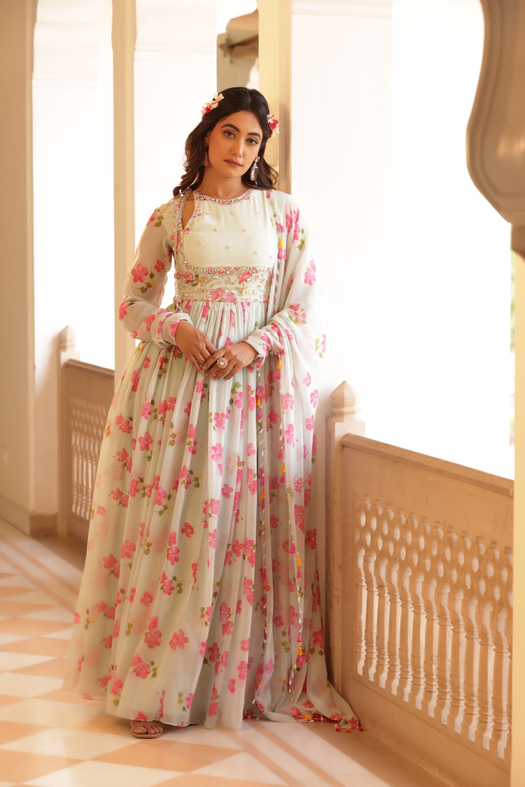 Floral Printed Chiffon Anarkali image 5