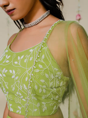 Lime Green Pearl Embroidered Sharara Set image 5