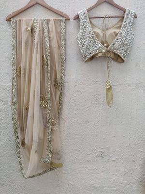 Blue and Nude Lehenga Set image 4