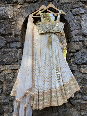 Ivory Mirror Bustier Lehenga Set image 2