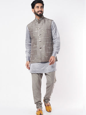 Grey Silk Bundi Jacket - Custom image