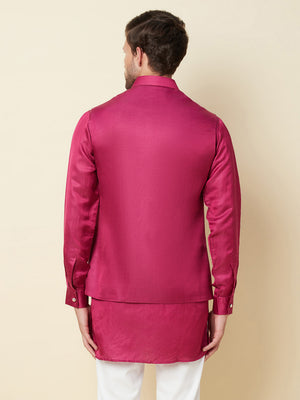 Dark Pink Bundi Jacket with Kurta Set image 2