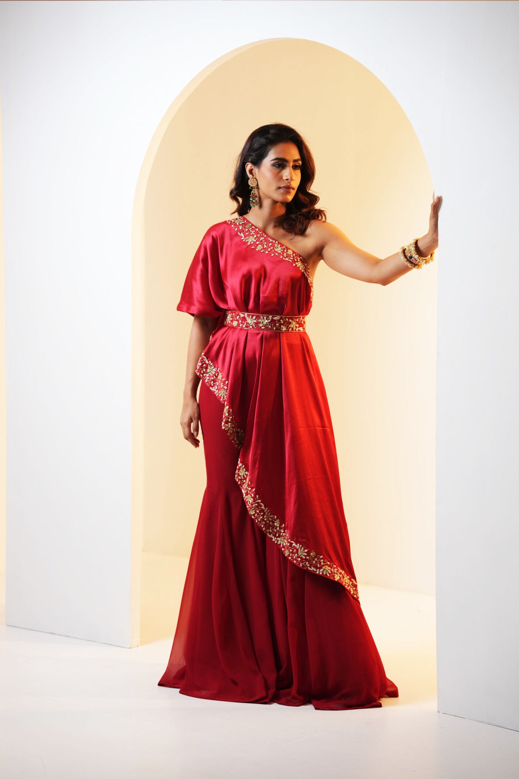 Seher Drape Cape and Flared Pants Set - L image