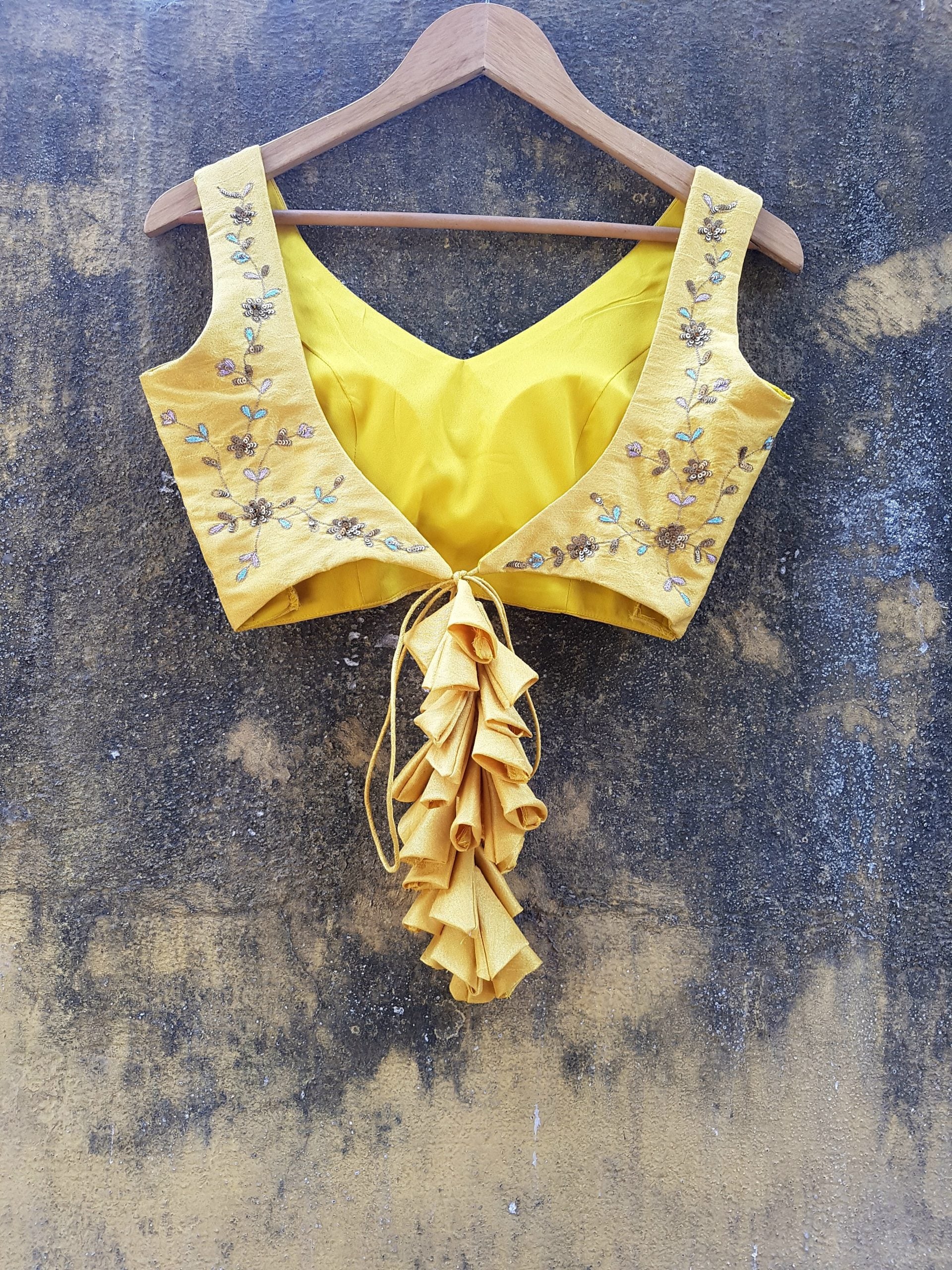 Mustard Raw Silk Lehenga image 3