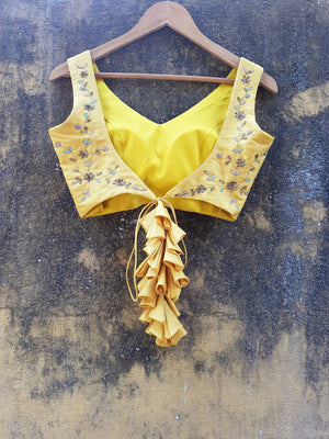 Mustard Raw Silk Lehenga image 3