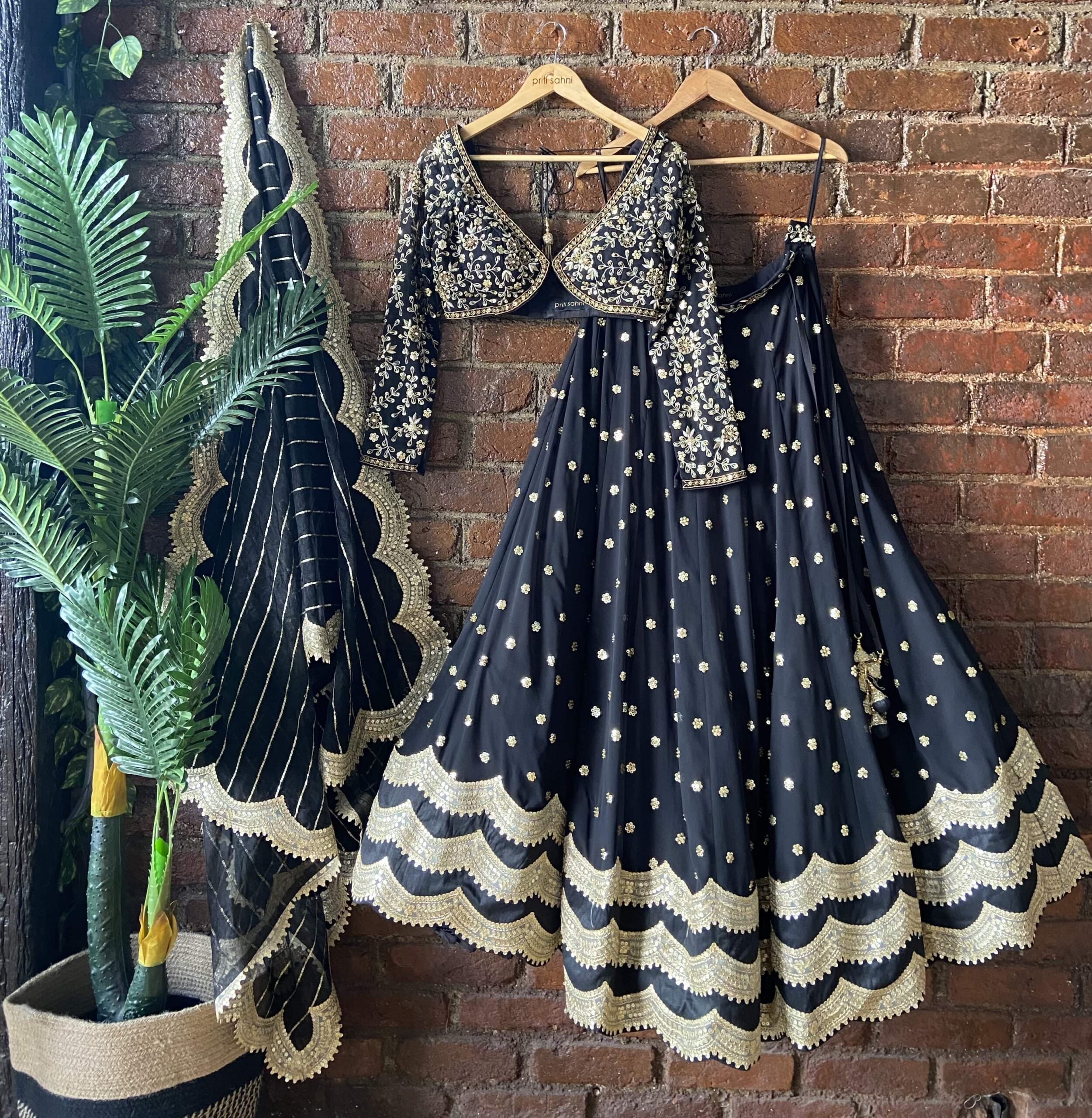 Black Sharmily Lehenga Set image 4
