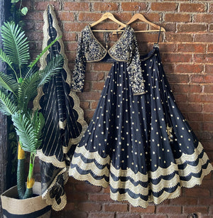 Black Sharmily Lehenga Set image 4