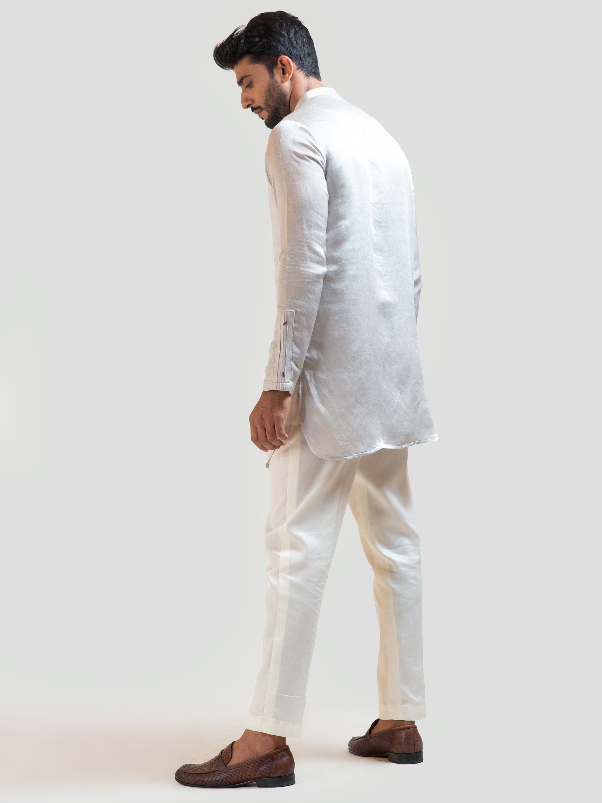 Grey Pintucks Short Kurta Set image 2
