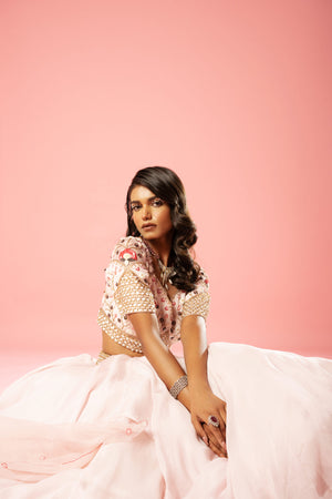 Baby Pink Layered  Lehenga Set image 4