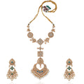 Sky Blue & White Gold-Plated Jadtar Long Necklace Set image 0