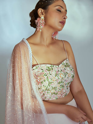 Light Pink Floral Garden Lehenga Set image 4