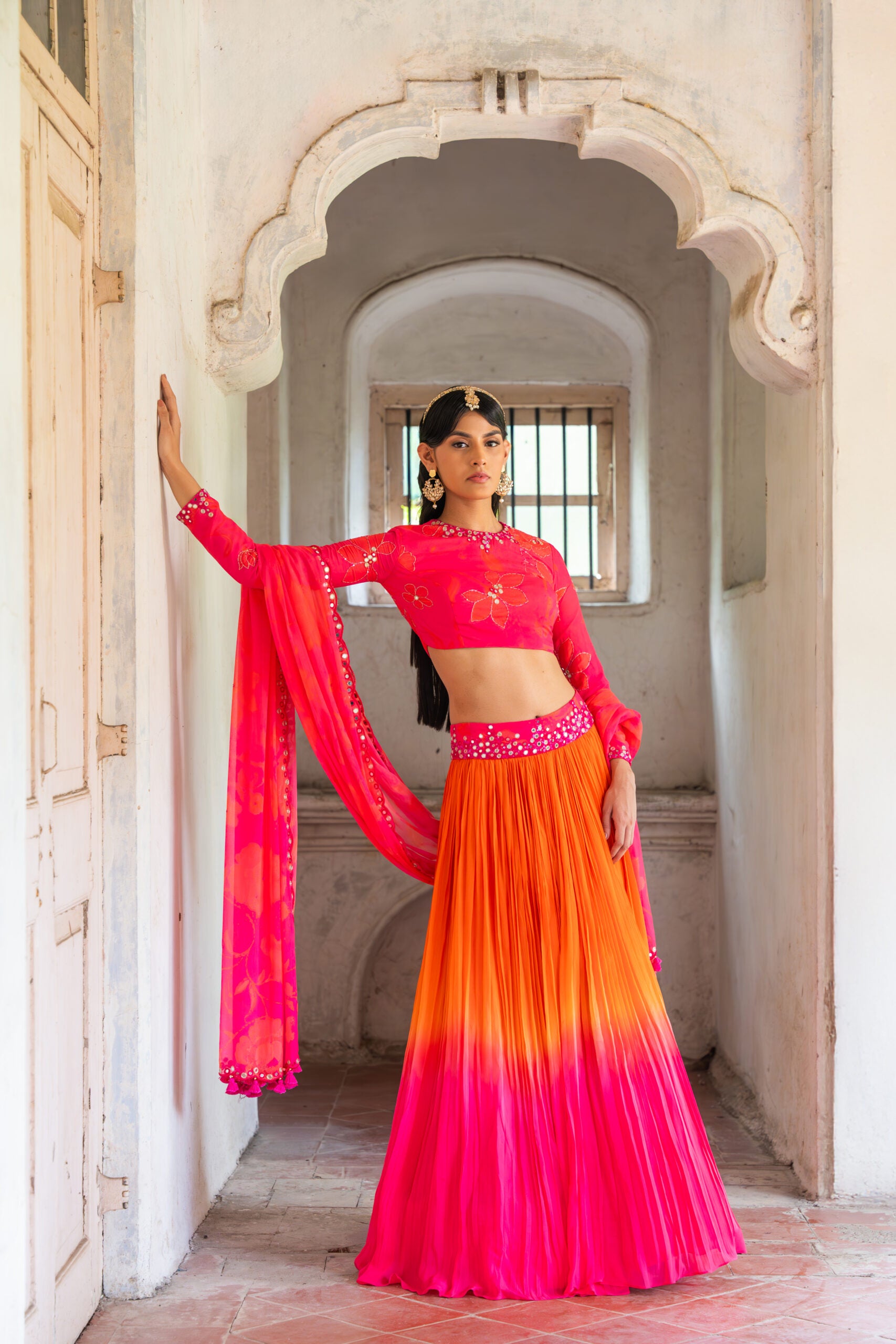 Coral Sunset Lehenga image 5