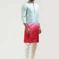 Blue to Red Gradient Kurta Set image 0