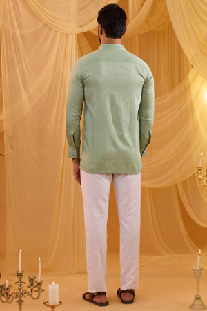 Mint Green Embroidered Indo Western Set image 2