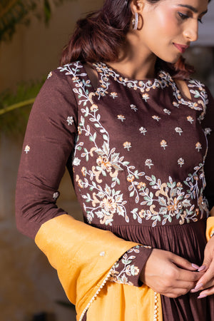 Brown Georgette Anarkali Set image 3