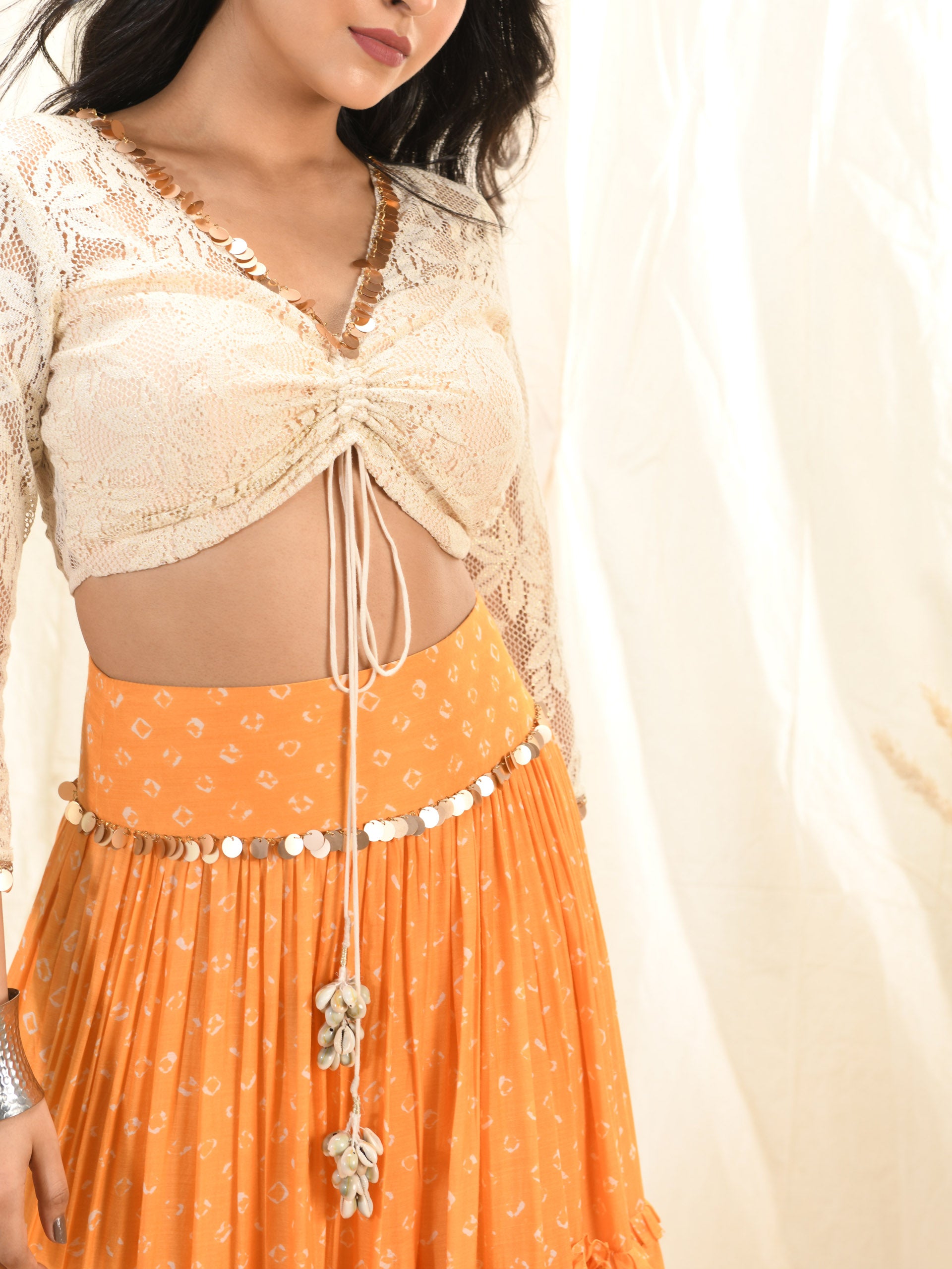 Mango Bandhni Lehenga Set image 4