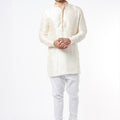 Cream Silk Kurta Set image 0