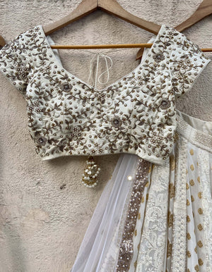 Ivory Multipanel Embroidered Lehenga Set image 2