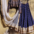 Navy Blue Georgette Lehenga image 0