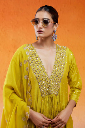Daisy Yellow Embroidered Anarkali Suit image 6