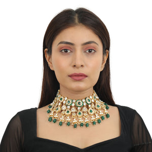 Green Meenakari Layered Necklace Set image 2