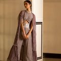 Grey Printed Jumpsuit With Organza Shrug image 0
