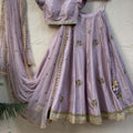 Lavender Raw Silk Lehenga image 0
