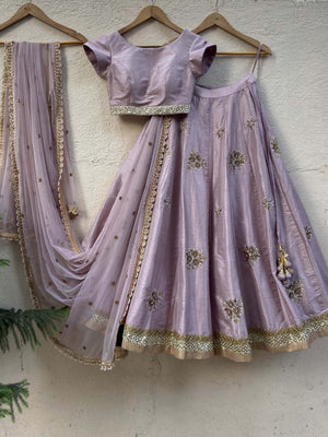 Lavender Raw Silk Lehenga image 0