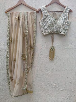 Blue and Nude Lehenga Set image 3