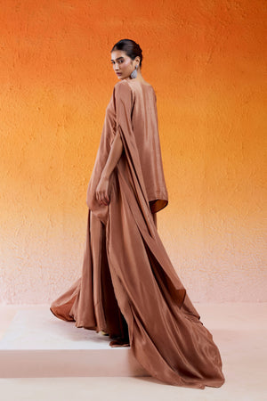 Caramel Brown Embroidered Sharara Set image 2
