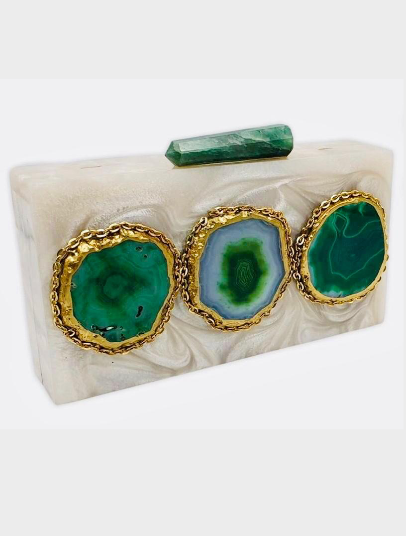 Resin with Green Agate Clutch image 0