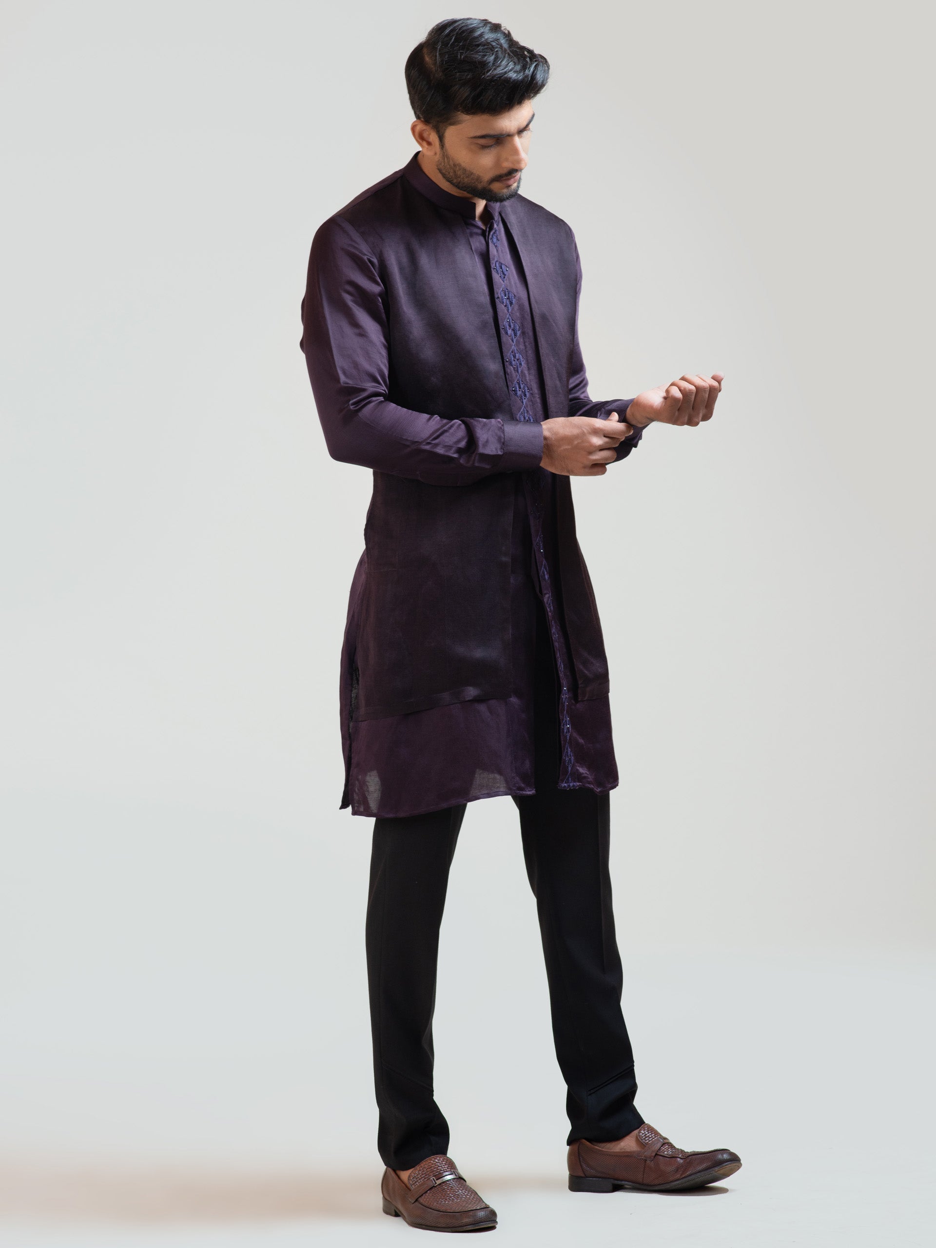 Purple Double Panel Kurta Set image 2