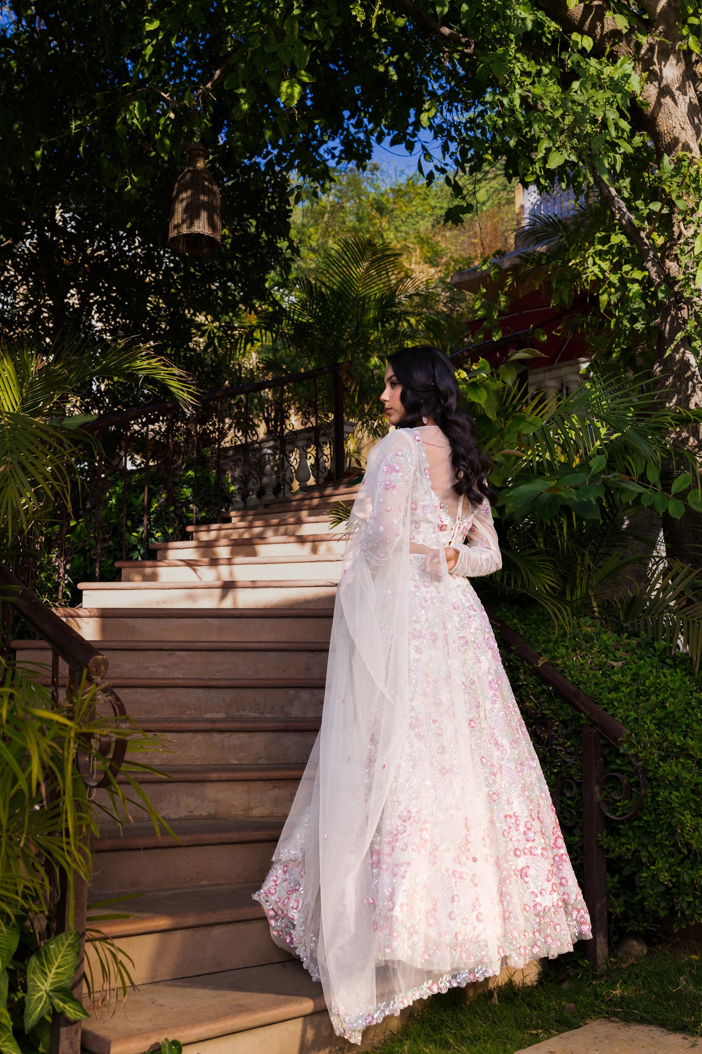 Off-White Net Embroidered Lehenga Set image 2