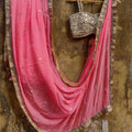 Peach Chiffon Saree with Mirror Bustier image 0