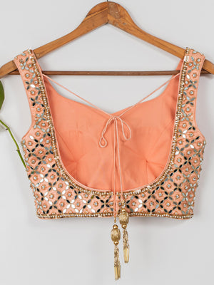 Apricot Peach Mirror Lehenga Set image 2