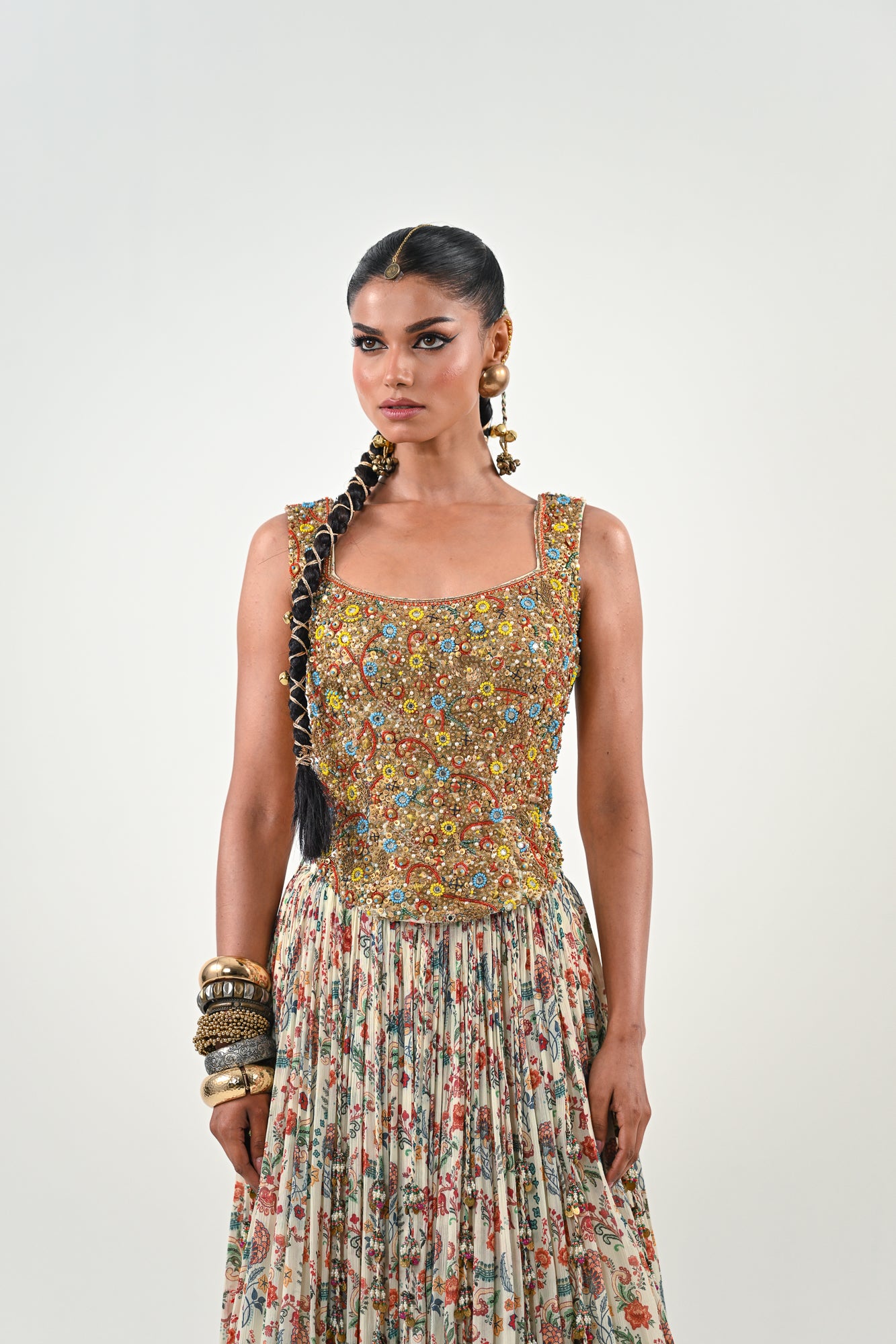 IB LEHENGA WITH EMBROIDERED TASSLE BLOUSE image 4