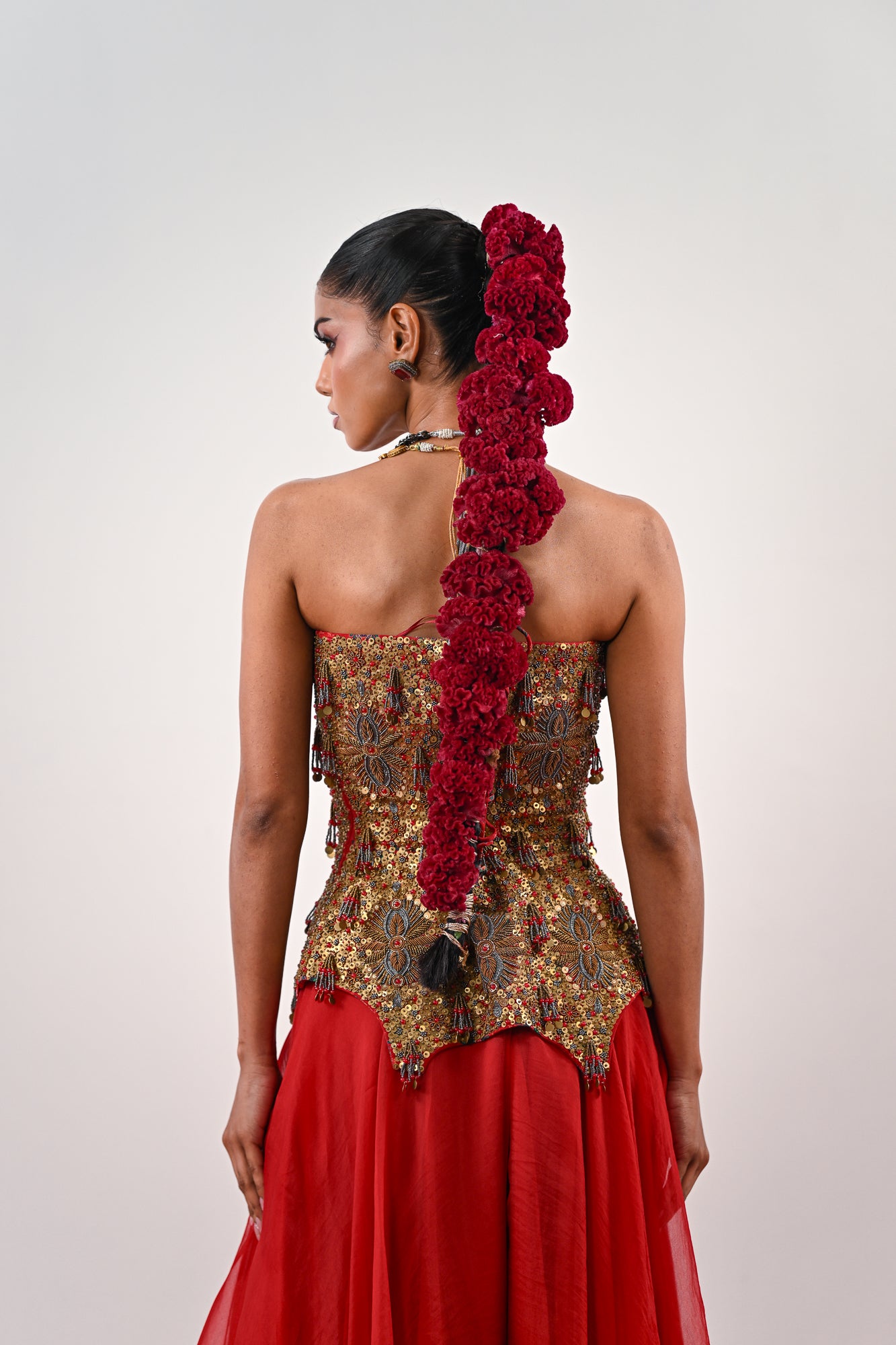 S FLARED PANT WITH EMBROIDERED CORSET image 5