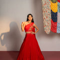 Red Embroidered Lehenga Set image 0