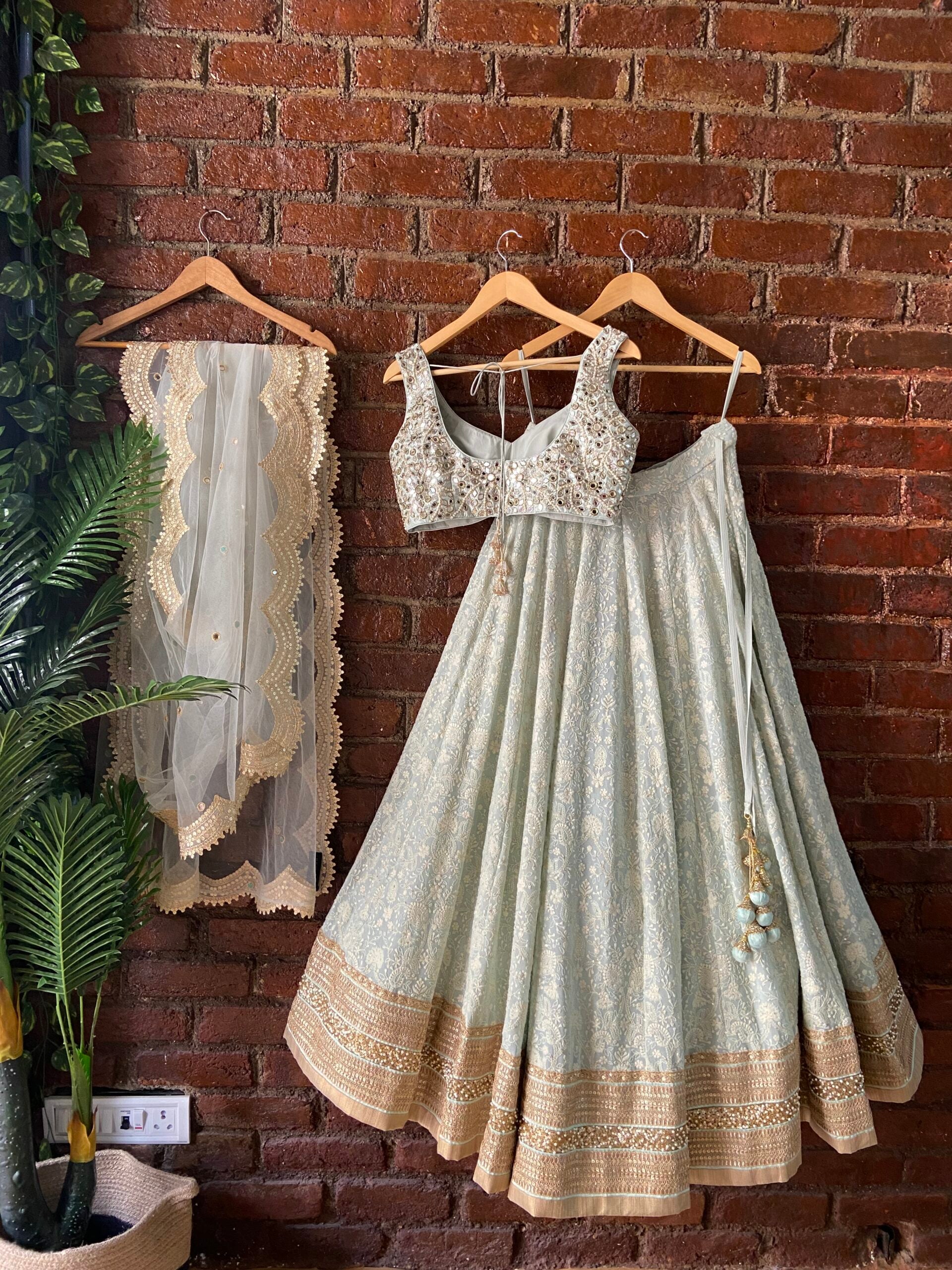 HoneyDew Green Lucknowi Lehenga Set image 2