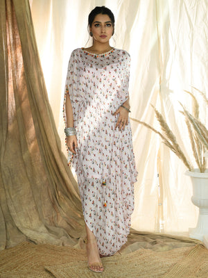 Floral Brocade Drape Kaftan - S image