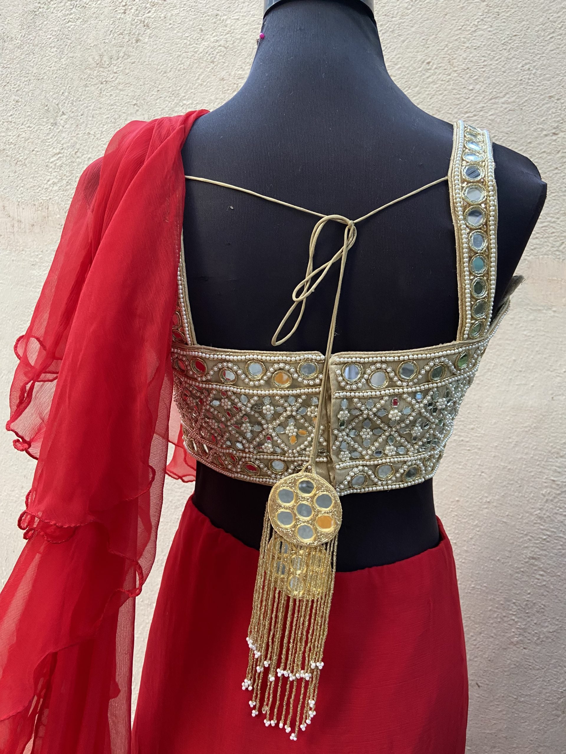 Red Ruffle Saree image 3