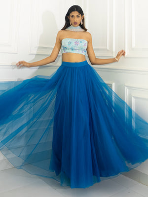 Azure Blue Multi Sequins Lehenga Set image 3