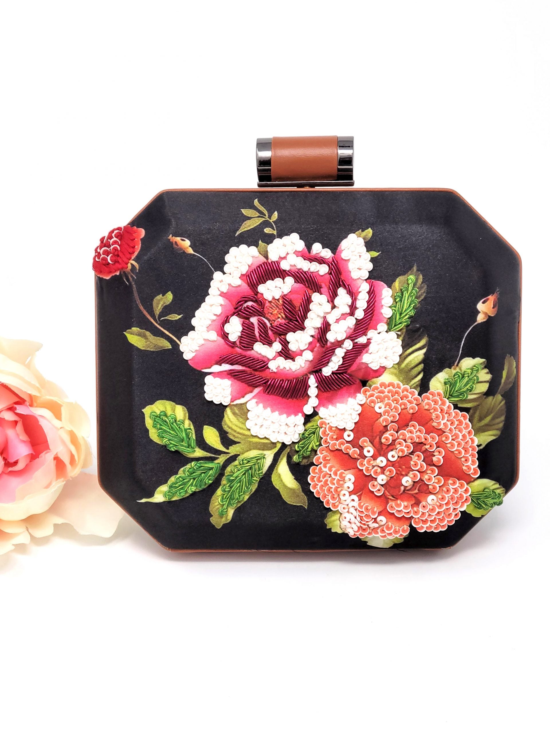 Rose Embroidered Clutch image 0