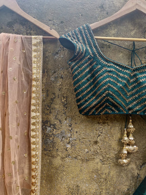 Green Bridal Lehenga Set image 2