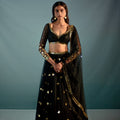 Black Floral Embordered Lehenga Set image 0