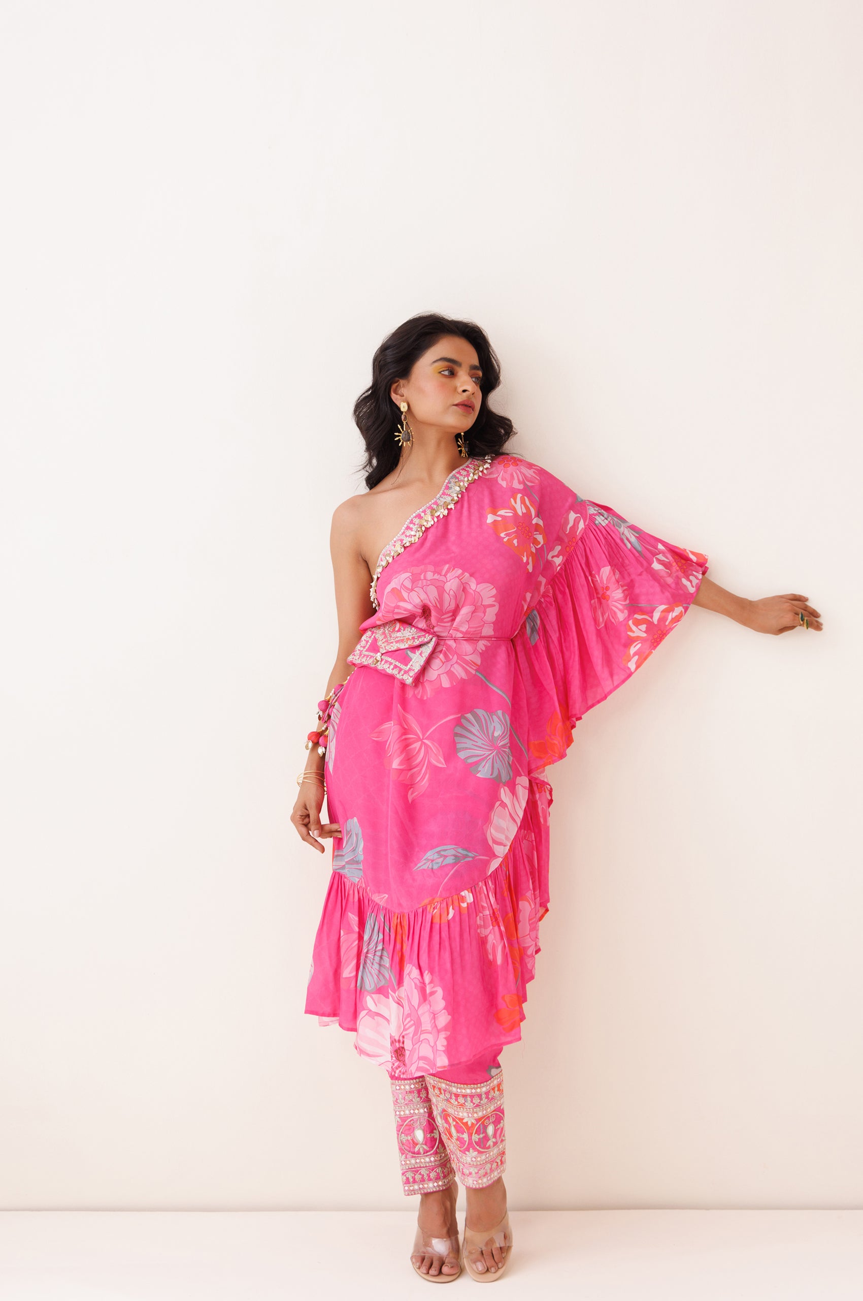 Pink One-Shoulder Co-ord Set image 0