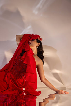 Scarlett Ruffle Saree Set with Corset image 1